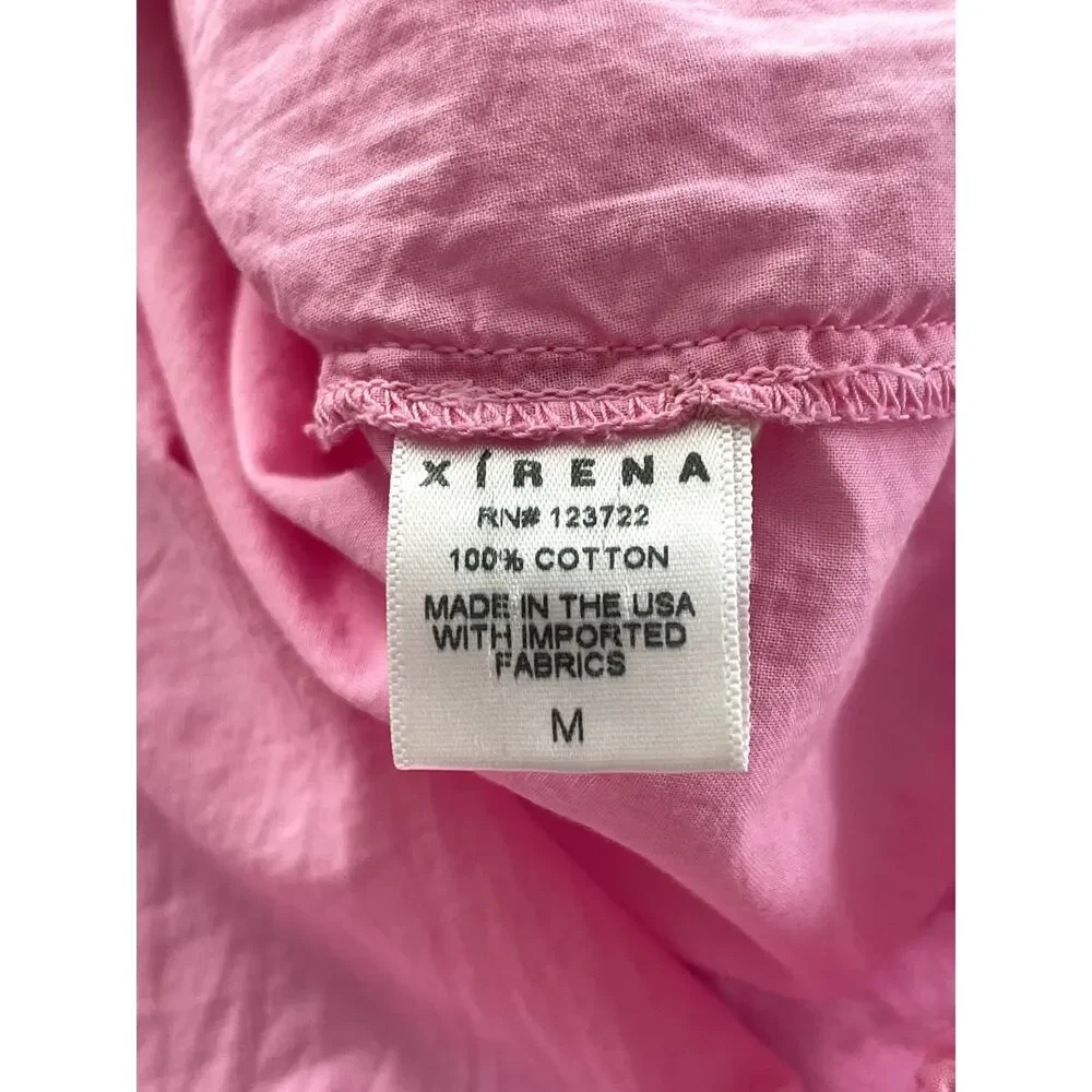 Xirena Sz M Elody Puff Sleeve Top Pink Cotton Cropped Feminine Coastal Ruffle - Picture 15 of 16